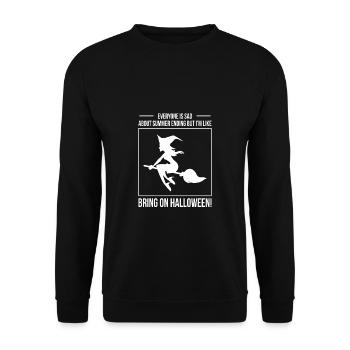 Hexe Halloween Shirt Geschenk - Unisex Pullover - Schwarz - Vorne - Alina (178cm) & Michal (187cm)