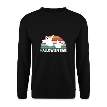 Halloween Time Vintage Retro Ghost Ghost - Unisex Sweatshirt - black - Front - Alina (178cm) & Michal (187cm)