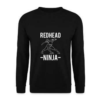 Redhead Ninja Shirt Rote Haare Geschenk - Unisex Pullover - Schwarz - Vorne - Alina (178cm) & Michal (187cm)