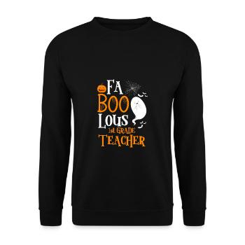 FaBOOlous 1st Grade Teacher Lehrer Shirt Geschenk - Unisex Pullover - Schwarz - Vorne - Alina (178cm) & Michal (187cm)