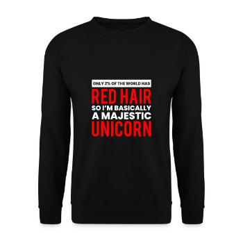 Red Hair Geschenk Rote Haare Einhorn - Unisex Pullover - Schwarz - Vorne - Alina (178cm) & Michal (187cm)