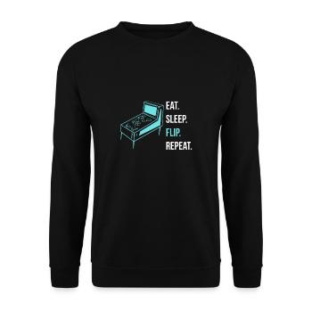 Eat Sleep Flip Repeat Pinball Shirt Cadeau - Sweat-shirt Unisexe - noir - Devant - Alina (178cm) & Michal (187cm)
