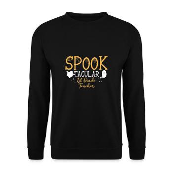 Spook Tacular 1st Grade Teacher Shirt - Unisex Pullover - Schwarz - Vorne - Alina (178cm) & Michal (187cm)
