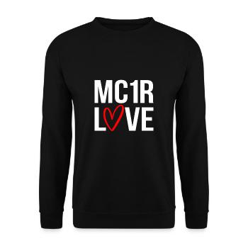 MC1R Love Geschenk Shirt Rote Haare Redhead - Unisex Pullover - Schwarz - Vorne - Alina (178cm) & Michal (187cm)