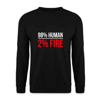 98% Human 2% Fire Redhead Rote Haare - Unisex Pullover - Schwarz - Vorne - Alina (178cm) & Michal (187cm)