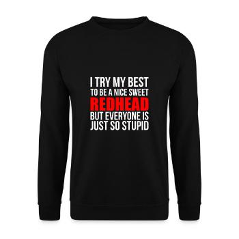 Cadeau de définition de chemise rousse - Sweat-shirt Unisexe - noir - Devant - Alina (178cm) & Michal (187cm)