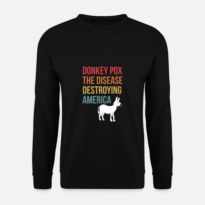 Donkey Pox Amerika Flagge Shirt - Unisex Pullover - Schwarz