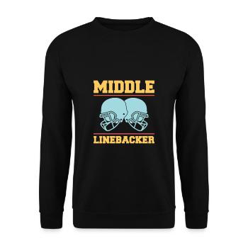 Middle Linebacker Shirt Geschenk - Unisex Pullover - Schwarz - Vorne - Alina (178cm) & Michal (187cm)