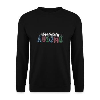 Absolutely Awesome Shirt Autismus Geschenk - Unisex Pullover - Schwarz - Vorne - Alina (178cm) & Michal (187cm)