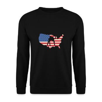 USA Flag America Flag Wide Receiver - Unisex Sweatshirt - black - Front - Alina (178cm) & Michal (187cm)