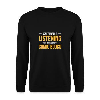 Comic Book Lover Shirt Gift - Unisex Sweatshirt - black - Front - Alina (178cm) & Michal (187cm)