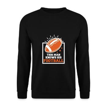This Man Knows His Football Shirt - Unisex Pullover - Schwarz - Vorne - Alina (178cm) & Michal (187cm)