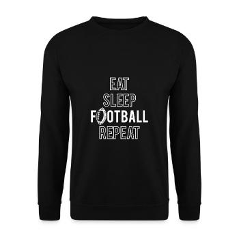 Eat Sleep Football Repeat Shirt Geschenk - Unisex Pullover - Schwarz - Vorne - Alina (178cm) & Michal (187cm)