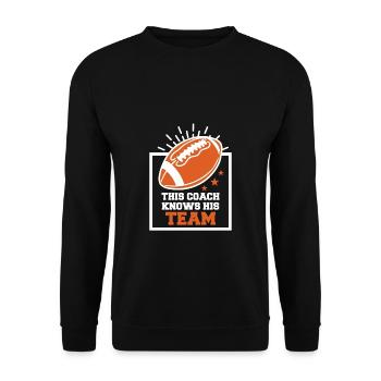 This Coach Knows His Team Football Trainer - Unisex Pullover - Schwarz - Vorne - Alina (178cm) & Michal (187cm)