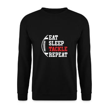 Eat Sleep Tackle Repeat Shirt Lineman - Unisex Sweatshirt - black - Front - Alina (178cm) & Michal (187cm)