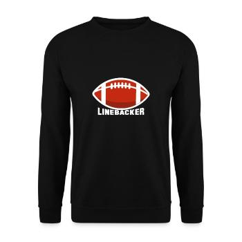 Linebacker Shirt Geschenk Football Lineman - Unisex Pullover - Schwarz - Vorne - Alina (178cm) & Michal (187cm)