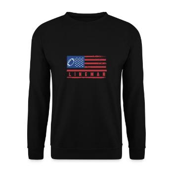 USA Flag America Flag Lineman Football - Sweat-shirt Unisexe - noir - Devant - Alina (178cm) & Michal (187cm)
