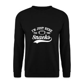 At Just Here For The Snacks Football Shirt - Unisex Sweatshirt - black - Front - Alina (178cm) & Michal (187cm)