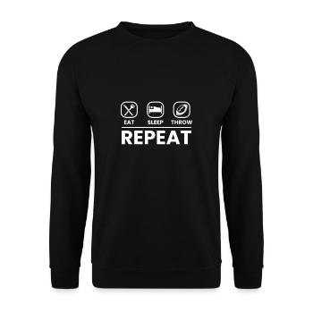 Eat Sleep Throw Repeat Quarterback Shirt Football - Unisex Pullover - Schwarz - Vorne - Alina (178cm) & Michal (187cm)