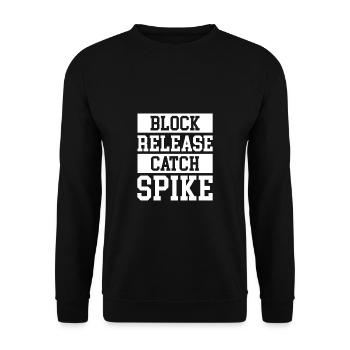 Block Release Catch Sprike Football Shirt - Unisex Sweatshirt - black - Front - Alina (178cm) & Michal (187cm)