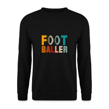 Vintage Retro Footballer Shirt Gift - Unisex Sweatshirt - black - Front - Alina (178cm) & Michal (187cm)