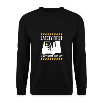 Safety First Shirt Forklift - Unisex Pullover - Schwarz - Vorne - Alina (178cm) & Michal (187cm)