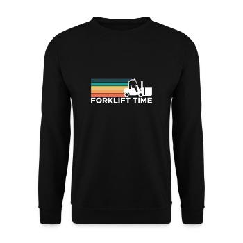 Forklift Time Shirt Vintage Retro - Unisex Pullover - Schwarz - Vorne - Alina (178cm) & Michal (187cm)