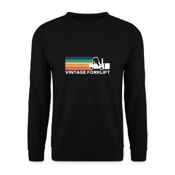 Vintage Retro Forklift Gabelstapler Shirt - Unisex Pullover - Schwarz - Vorne - Alina (178cm) & Michal (187cm)