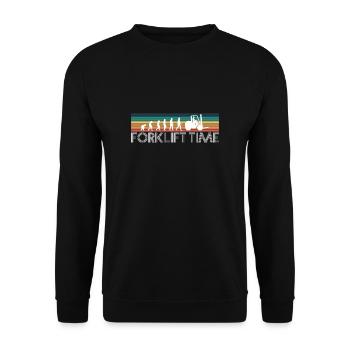 Forklift Time Vintage Retro Shirt - Unisex Pullover - Schwarz - Vorne - Alina (178cm) & Michal (187cm)