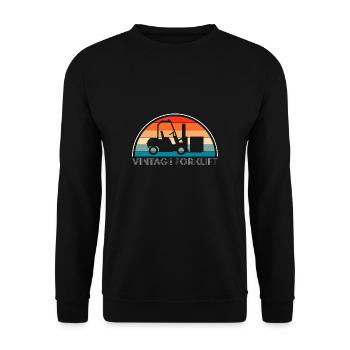 Vintage Retro Forklift Gabelstapler Shirt - Unisex Pullover - Schwarz - Vorne - Alina (178cm) & Michal (187cm)