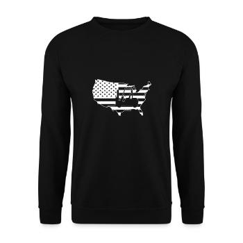 USA Flag America Flag Forklift - Unisex Sweatshirt - black - Front - Alina (178cm) & Michal (187cm)
