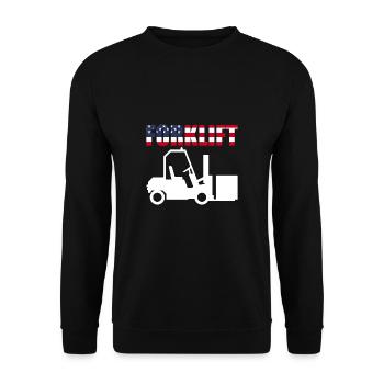 USA Flag America Flag Forklift - Unisex Sweatshirt - black - Front - Alina (178cm) & Michal (187cm)