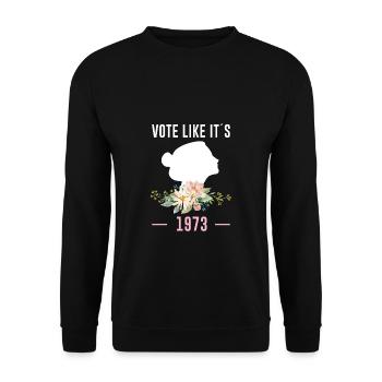 Votez comme si c’était 1973 Shirt Roevember - Sweat-shirt Unisexe - noir - Devant - Alina (178cm) & Michal (187cm)
