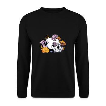 Skull Mushroom Shirt Gift - Unisex Sweatshirt - black - Front - Alina (178cm) & Michal (187cm)