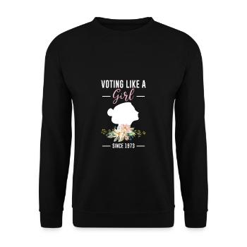 Voter comme une fille depuis 1973 cadeau de chemise - Sweat-shirt Unisexe - noir - Devant - Alina (178cm) & Michal (187cm)