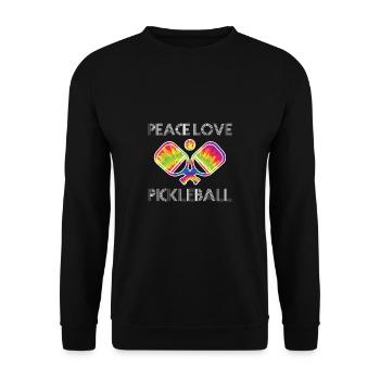 Peace Love Pickleball Shirt Geschenk - Unisex Pullover - Schwarz - Vorne - Alina (178cm) & Michal (187cm)