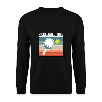 Pickleball Time Geschenk Vintage Retro - Unisex Pullover - Schwarz - Vorne - Alina (178cm) & Michal (187cm)