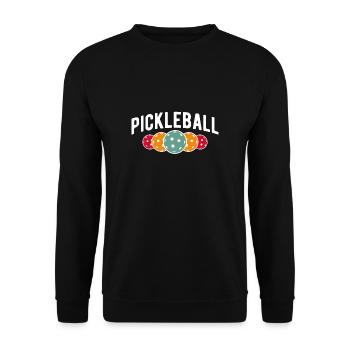 Pickleball Shirt Geschenk - Unisex Pullover - Schwarz - Vorne - Alina (178cm) & Michal (187cm)