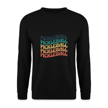 Vintage Retro Pickleball Shirt Geschenk - Unisex Pullover - Schwarz - Vorne - Alina (178cm) & Michal (187cm)