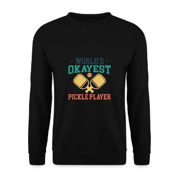 World Okayest Pickle Ball Player - Unisex Sweatshirt - black - Front - Alina (178cm) & Michal (187cm)