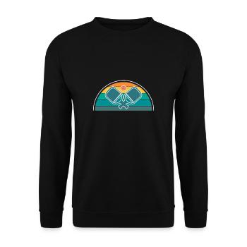 Vintage Retro Pickleball Shirt Geschenk - Unisex Pullover - Schwarz - Vorne - Alina (178cm) & Michal (187cm)