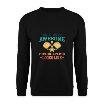 Awesome Pickleball Player Looks Like - Unisex Pullover - Schwarz - Vorne - Alina (178cm) & Michal (187cm)