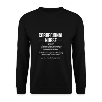 Offre de chemise définition d’infirmière correctionnelle - Sweat-shirt Unisexe - noir - Devant - Alina (178cm) & Michal (187cm)