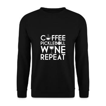 Café Pickleball Vin Répéter Chemise Cadeau - Sweat-shirt Unisexe - noir - Devant - Alina (178cm) & Michal (187cm)