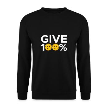 Offrez un cadeau de chemise 100% Pickleball - Sweat-shirt Unisexe - noir - Devant - Alina (178cm) & Michal (187cm)
