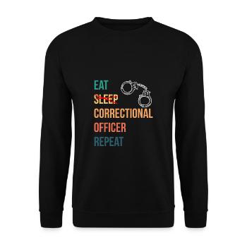 Manger le sommeil L’agent correctionnel répète - Sweat-shirt Unisexe - noir - Devant - Alina (178cm) & Michal (187cm)
