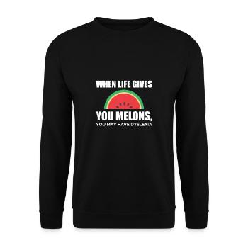 Quand la vie vous donne des melons... Chemise dyslexique - Sweat-shirt Unisexe - noir - Devant - Alina (178cm) & Michal (187cm)