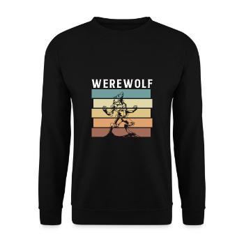 Vintage Retro Werewolf Werwolf Shirt Geschenk - Unisex Pullover - Schwarz - Vorne - Alina (178cm) & Michal (187cm)