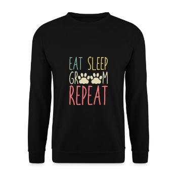Manger Sommeil Groom Repeat Shirt Chien Coiffeur - Sweat-shirt Unisexe - noir - Devant - Alina (178cm) & Michal (187cm)