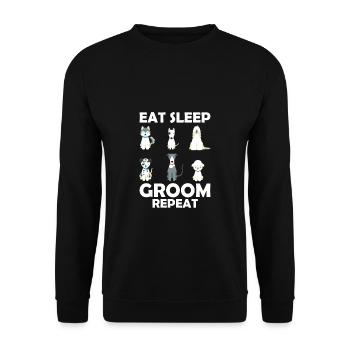 Manger Sommeil Groom Repeat Shirt Chien Coiffeur - Sweat-shirt Unisexe - noir - Devant - Alina (178cm) & Michal (187cm)